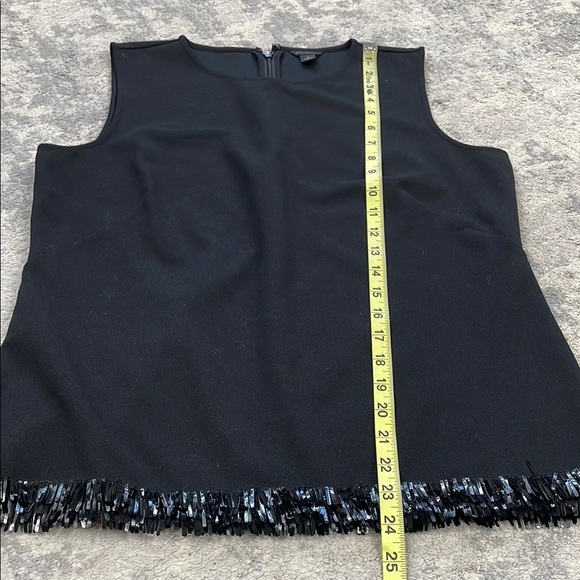 Ann Taylor Fringe Paillette Shell Tank Top Blouse Sleeveless Black Sz M - Picture 9 of 11